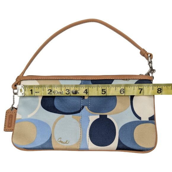 COACH Signature Scarf Print Large Wristlet Multicolor Canvas Wallet Clutch Bag - Picture 10 of 12